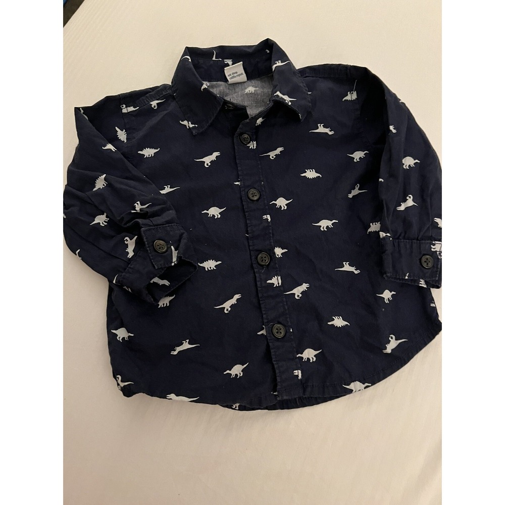 Old Navy 6/12m Baby Boys Dinosaur Button Down Shirt 100% Cotton